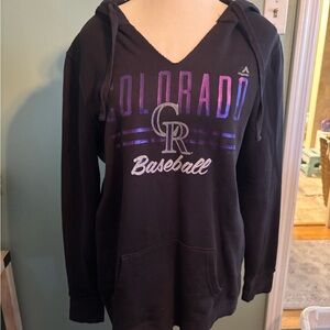 Majestic Women's Black V-Neck Baseball Sweater